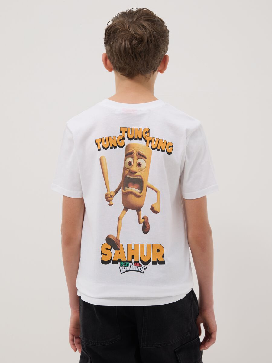 Jungen T-Shirt aus wei&szlig;er Baumwolle, Regular Fit mit Druck_1