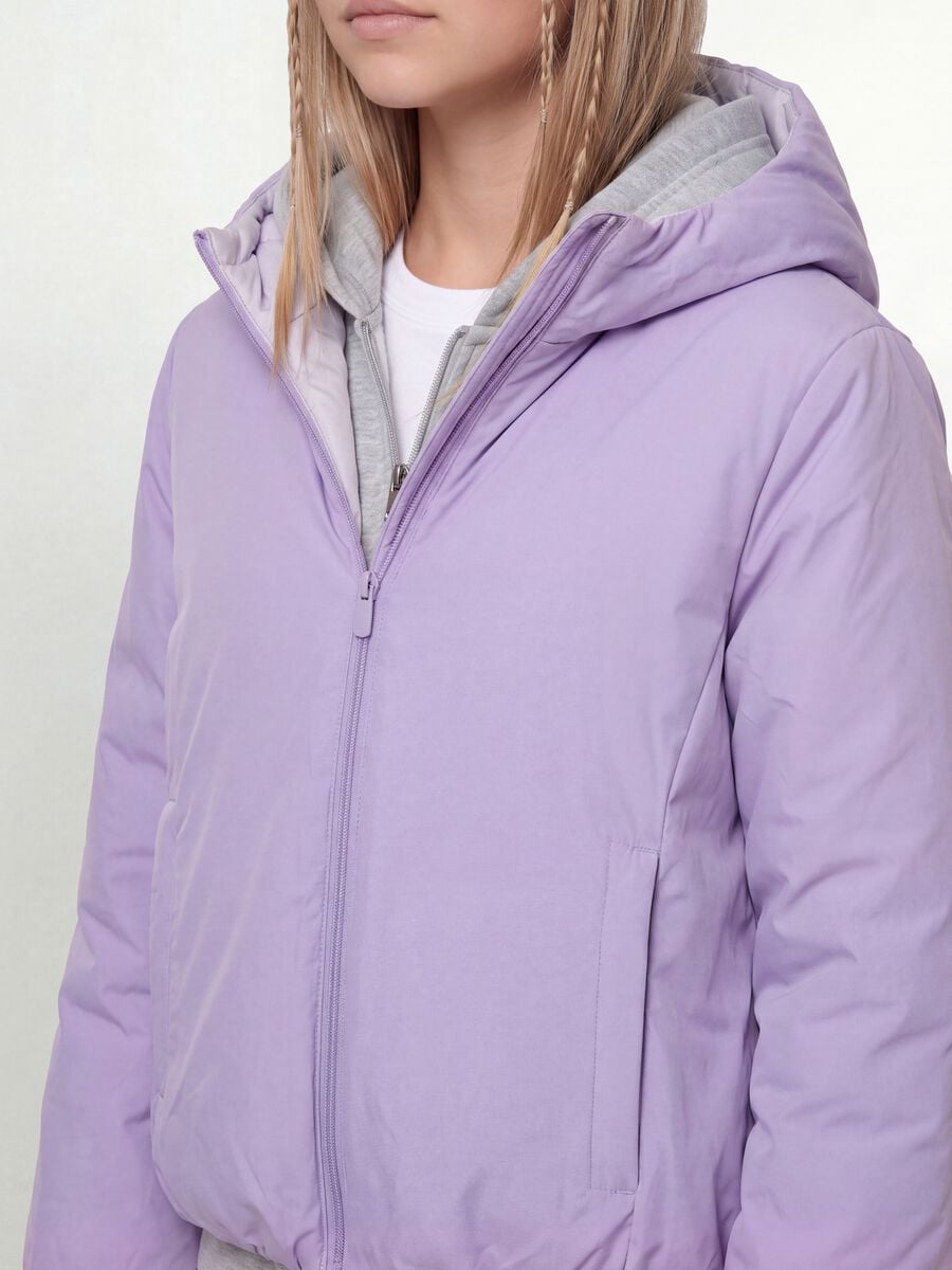 Purple reversible ultralight hooded zip jacket for girls_1