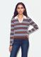 Multicolour striped viscose-blend fitted polo-collar knit_0