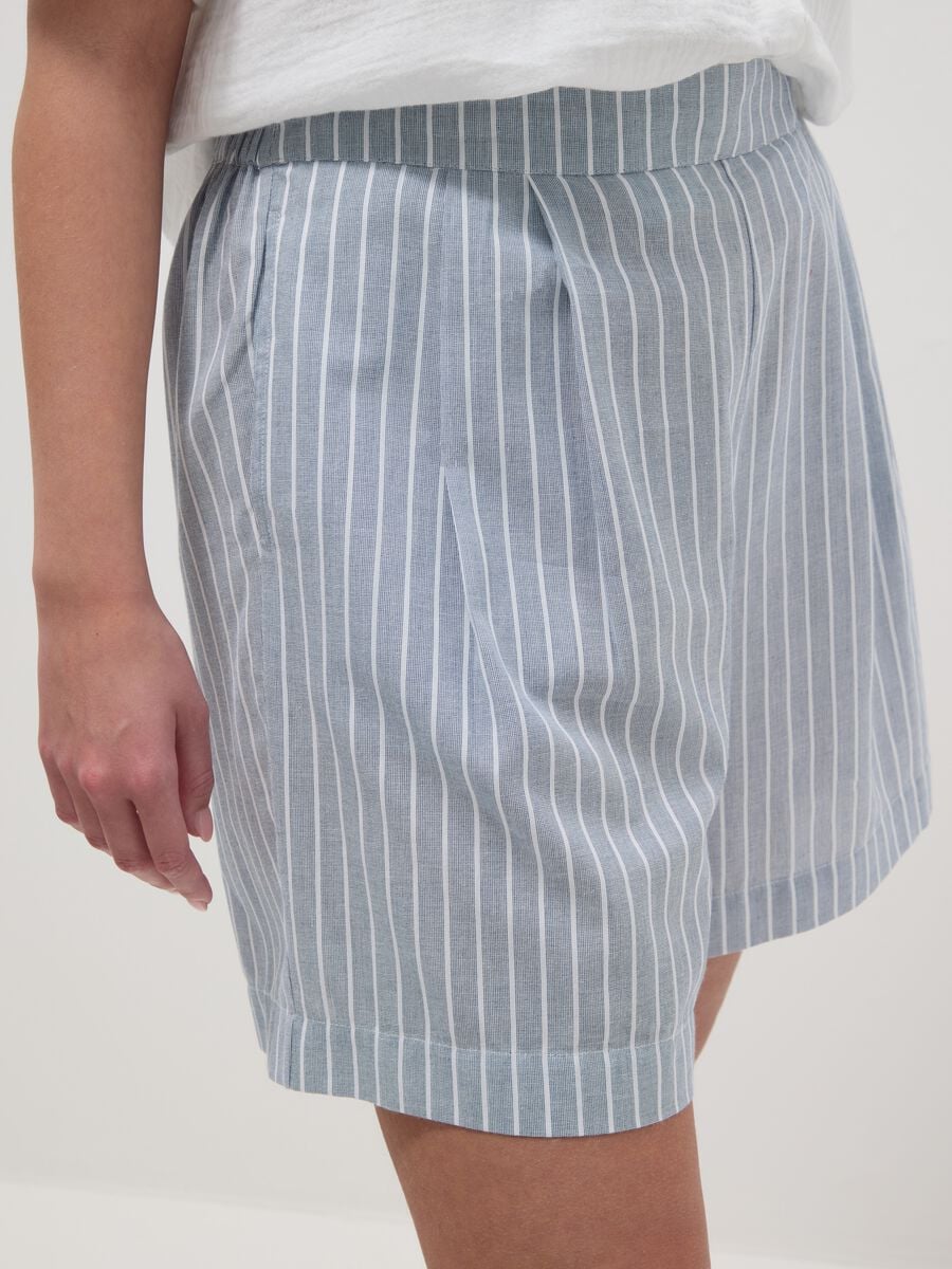 Sky-blue striped pure cotton shorts_3