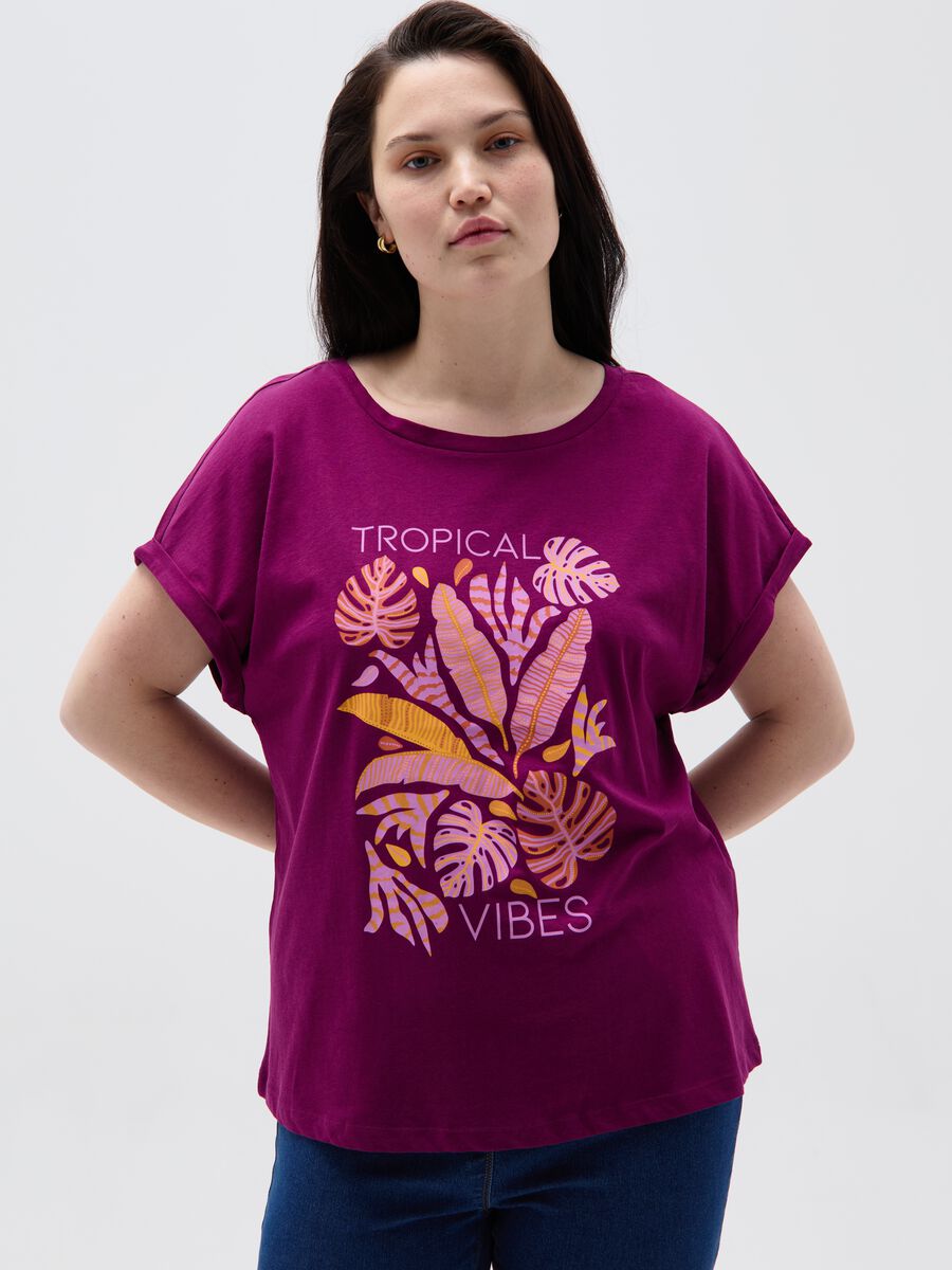 Camiseta con estampado tropical Curvy_0