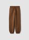Brown cotton-blend jogger trousers with elasticated waist, regular fit_0