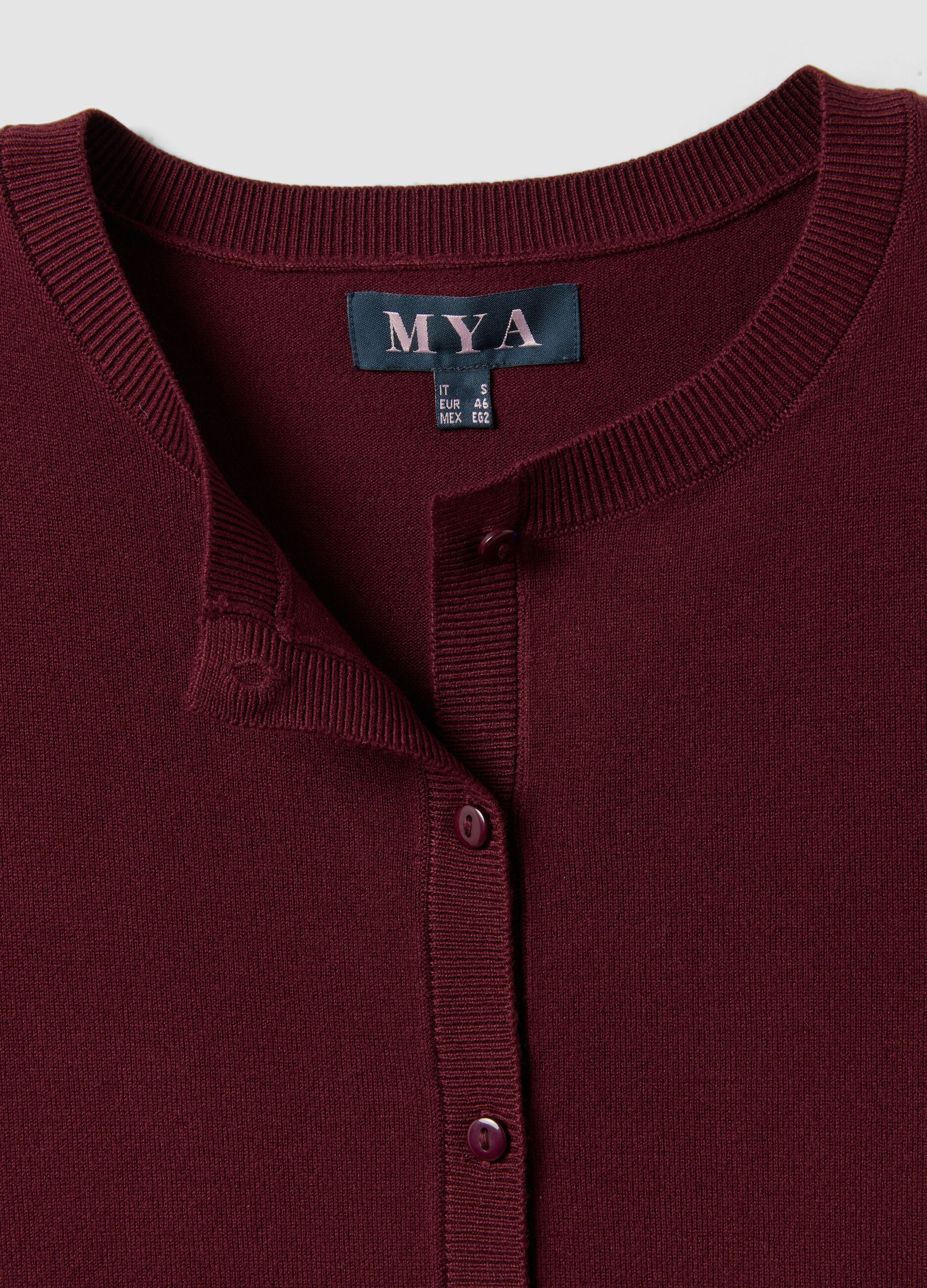 Red viscose-blend cardigan with buttons, regular fit