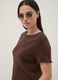 Brown striped pure cotton regular-fit T-shirt_0