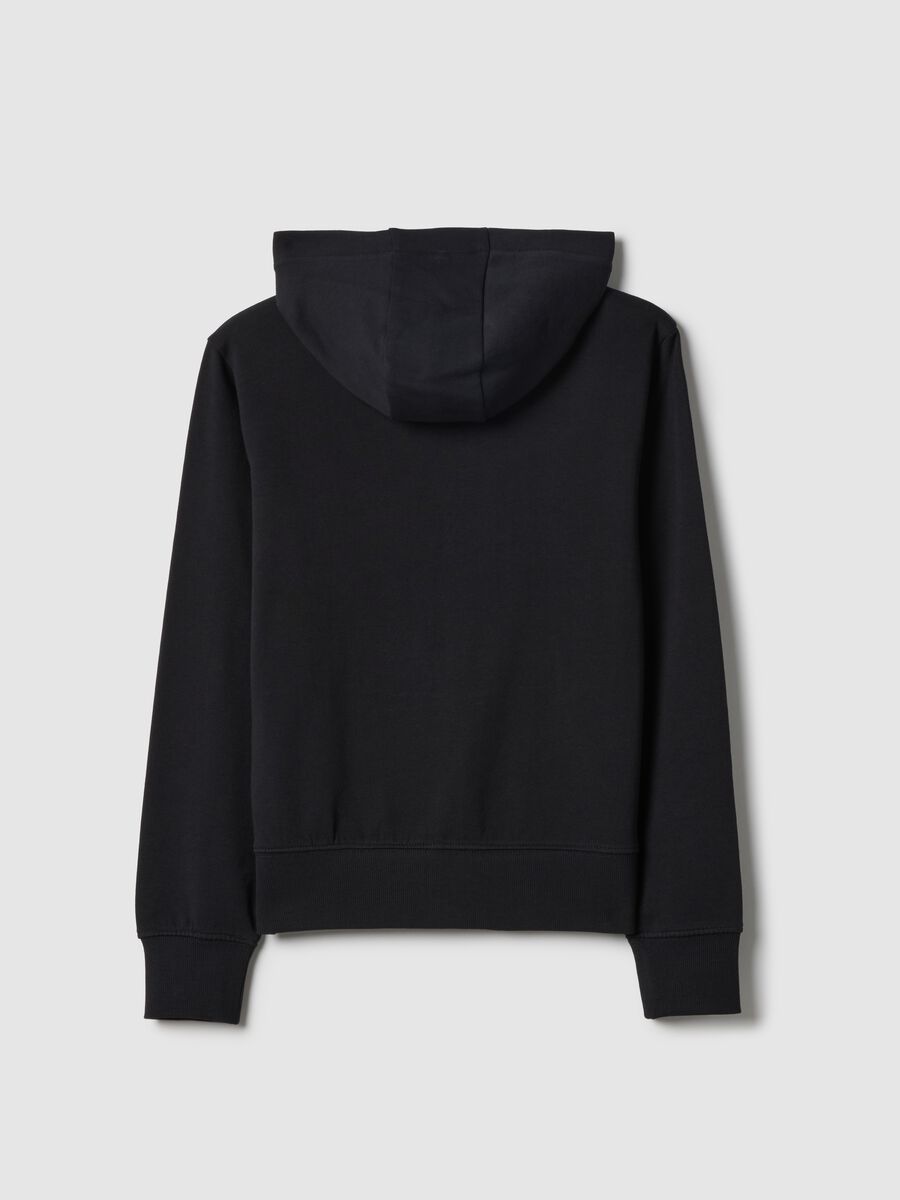 Girls' regular fit black pure cotton sweatshirt with zip_4