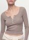 T-shirt bege em viscose el&aacute;stica com gola redonda_2