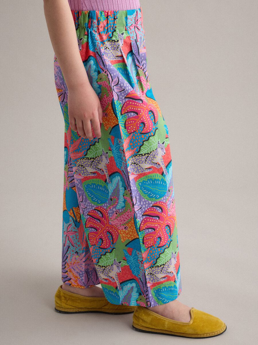 Multicoloured pure cotton palazzo trousers_2