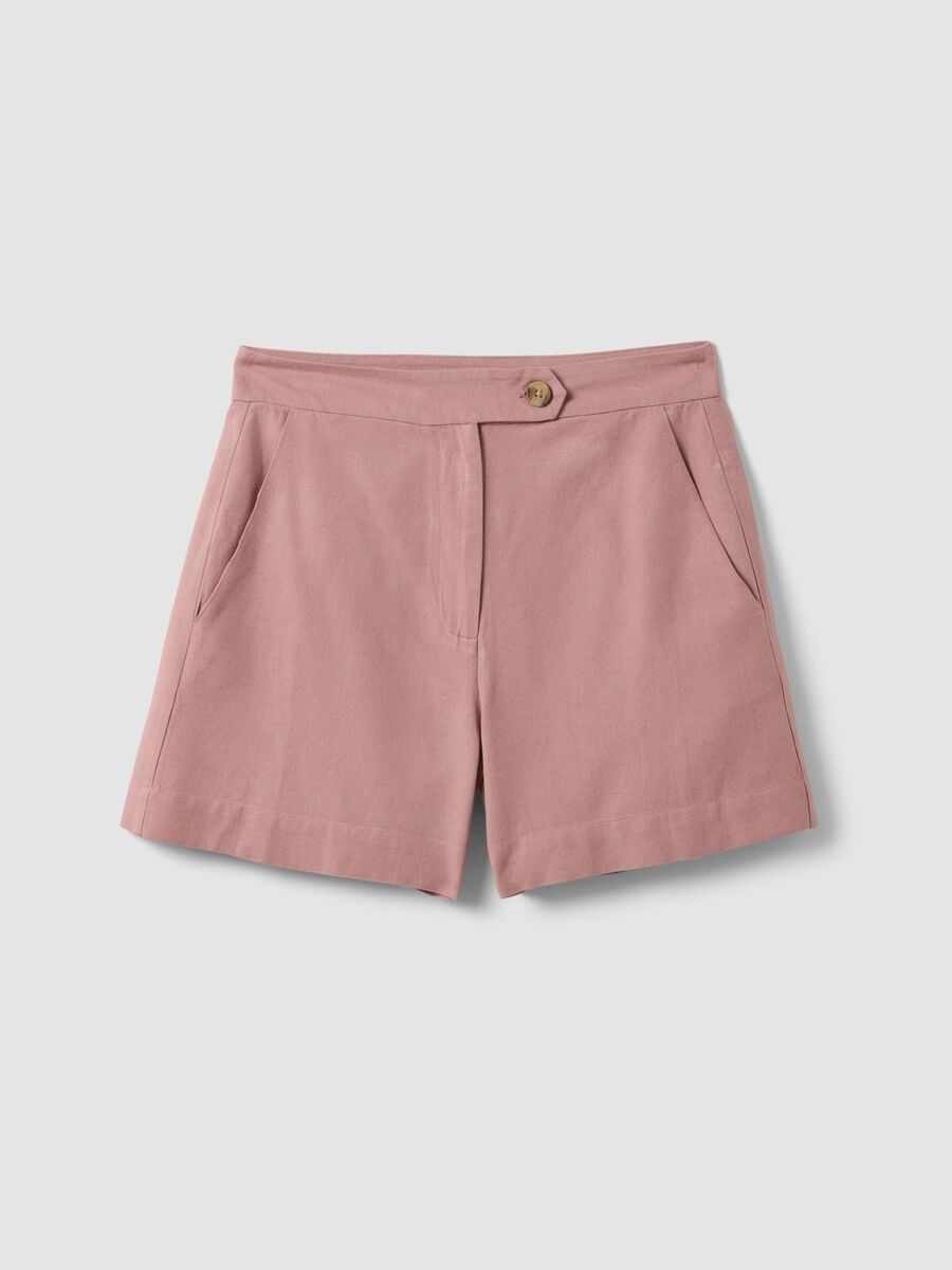 Pink shorts in a viscose, cotton and linen blend &ndash; regular fit_4