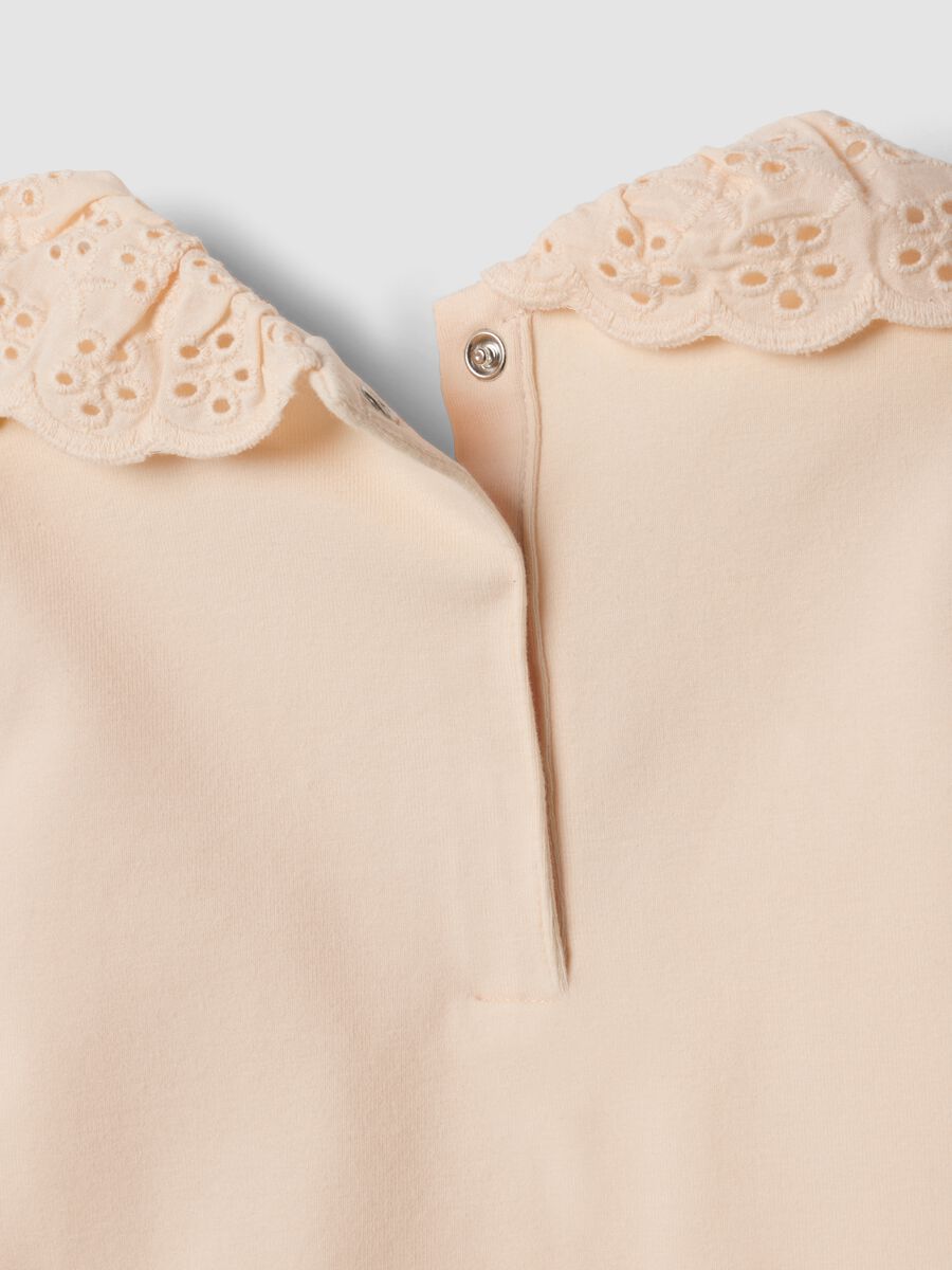 Orange organic stretch cotton top with broderie anglaise collar_3