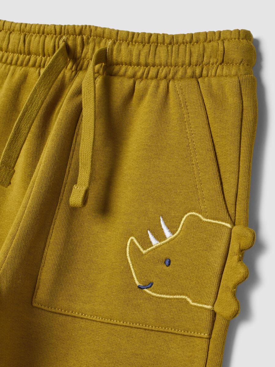 Pantaloni jogger verdi in puro cotone con tasche_2