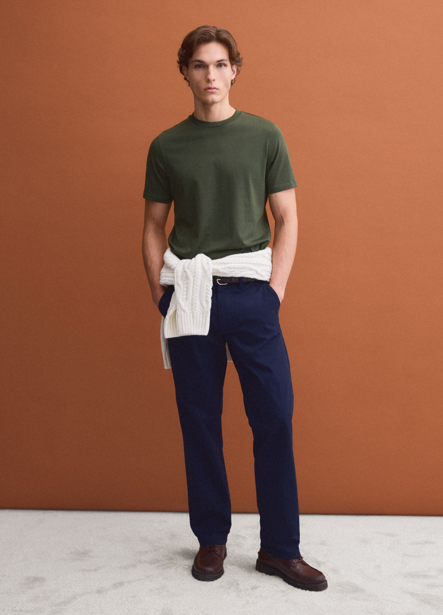Green Supima Cotton Crew-Neck T-Shirt, Regular Fit