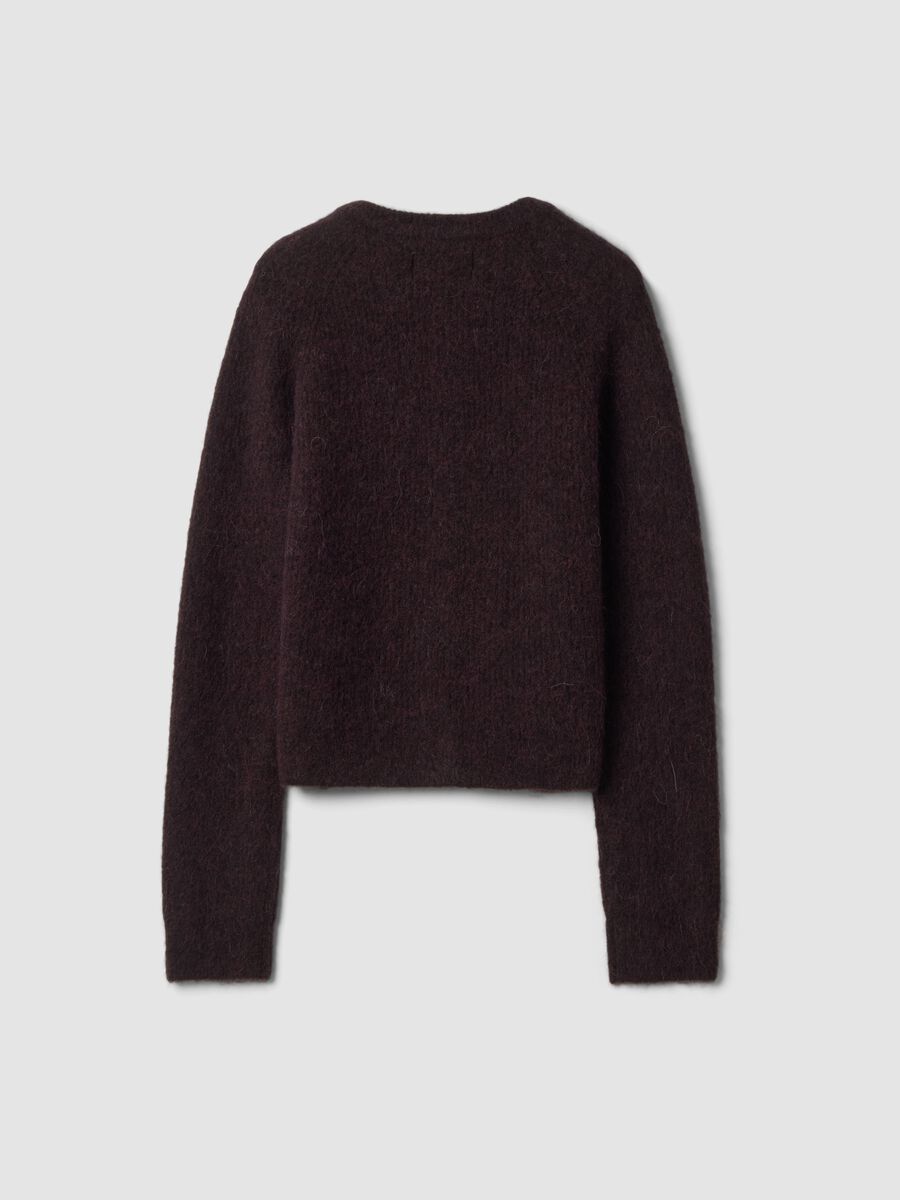 Purple alpaca-blend stretch wool crew-neck cardigan_6