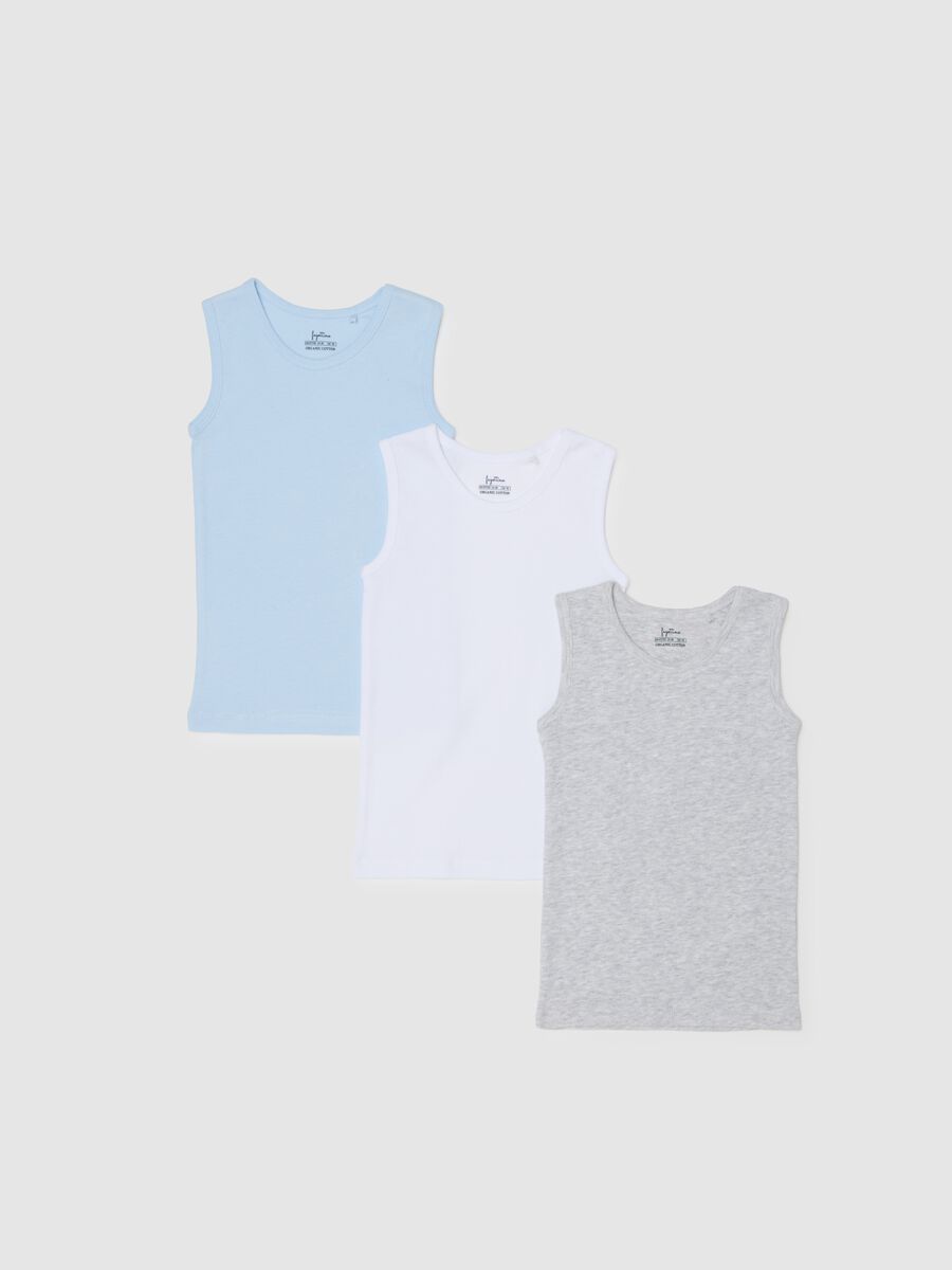 Multicolour newborn tank tops tripack in pure cotton_0