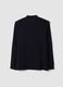 T-shirt blu in puro cotone con collo rialzato strutturato_2