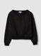 Black cotton-blend sweatshirt with bateau neckline and glitter_4