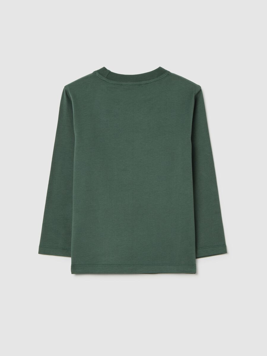 Children's green t-shirt in pure cotton, regular fit with print_1