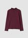 Violettes T-Shirt aus elastischer Bio-Baumwolle mit Stehkragen_0