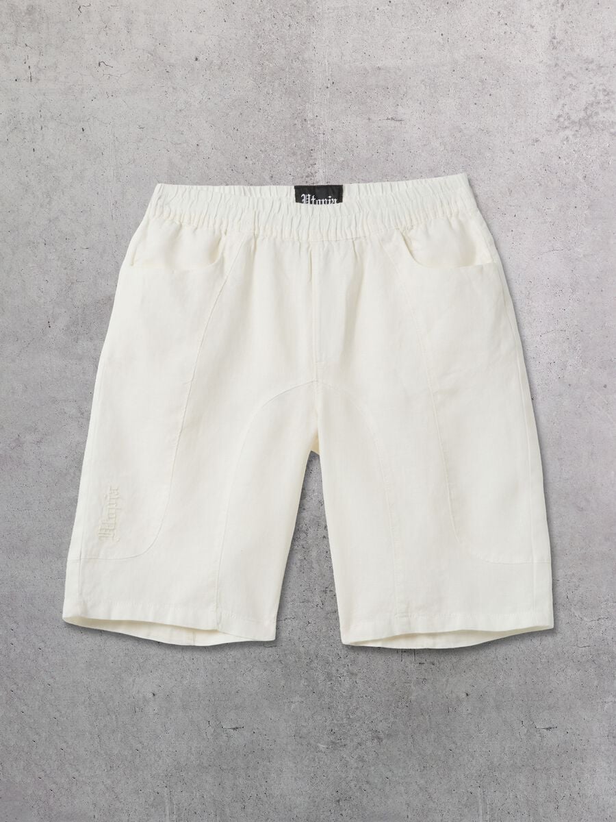 100% Linen Shorts White_1