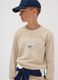 Sweatshirt bege em algod&atilde;o org&acirc;nico puro com decote redondo e estampado para rapaz_0
