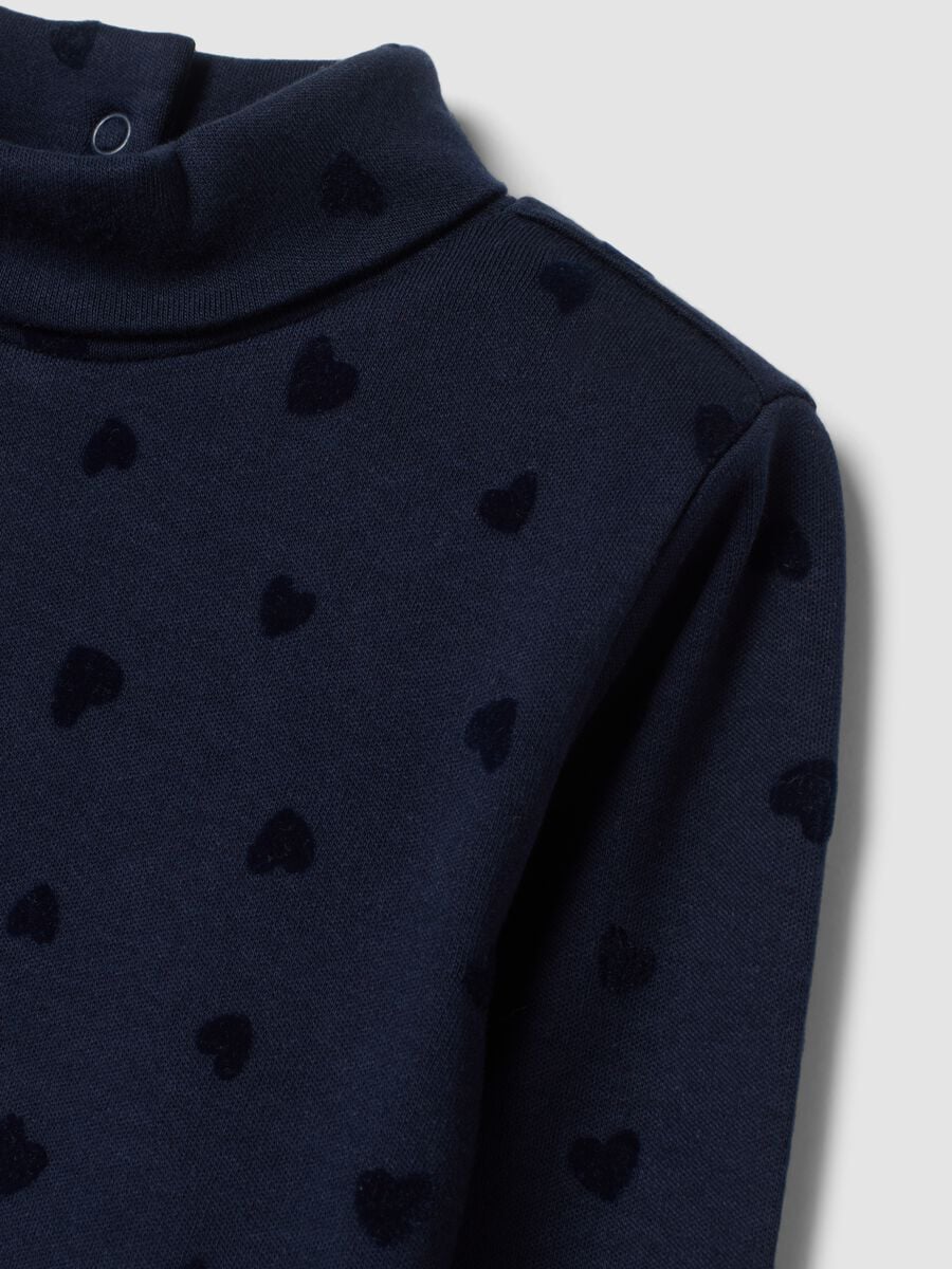 Midnight blue pure cotton heart roll-neck top_2