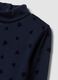 Nachtblauer Rollkragenpullover aus reiner Baumwolle mit Herzchen_2