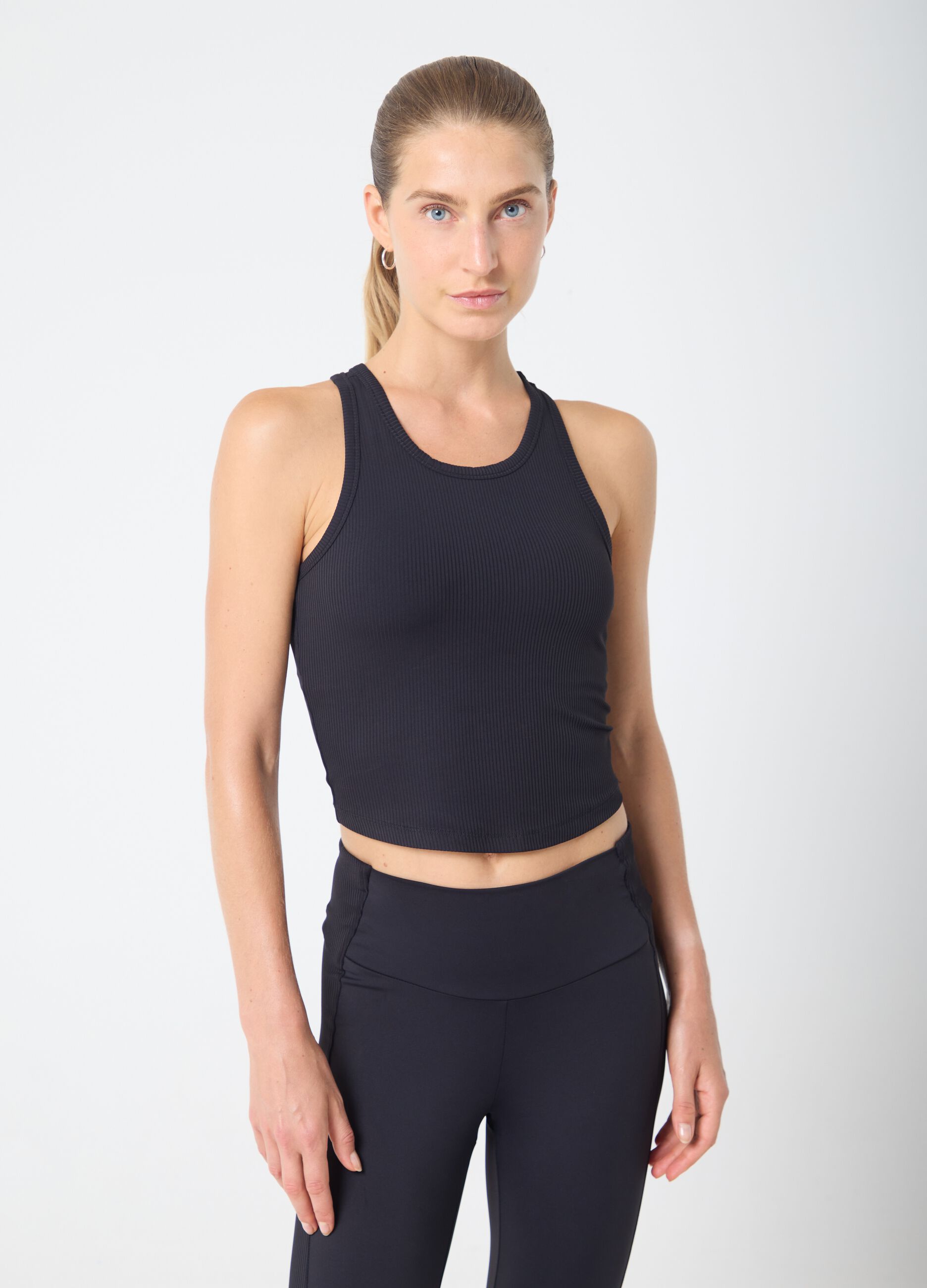 Ribbed Technical Fabric Crop Tank Top ALTAVIA STUDIO