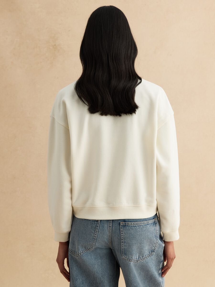 Sweat-shirt beige regular fit en m&eacute;lange de coton avec impression_3