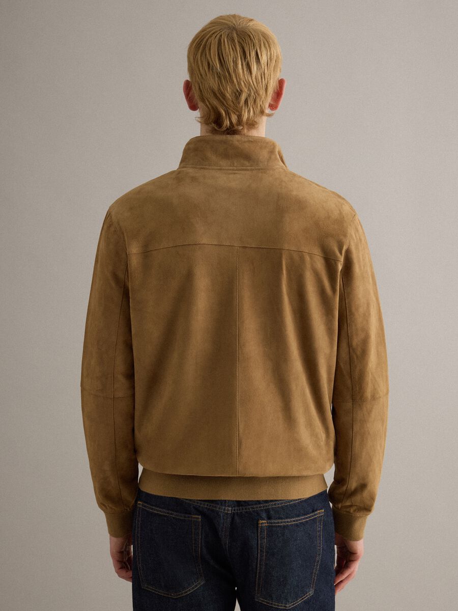 Beige Genuine Leather Jacket Regular Fit with Zip_3