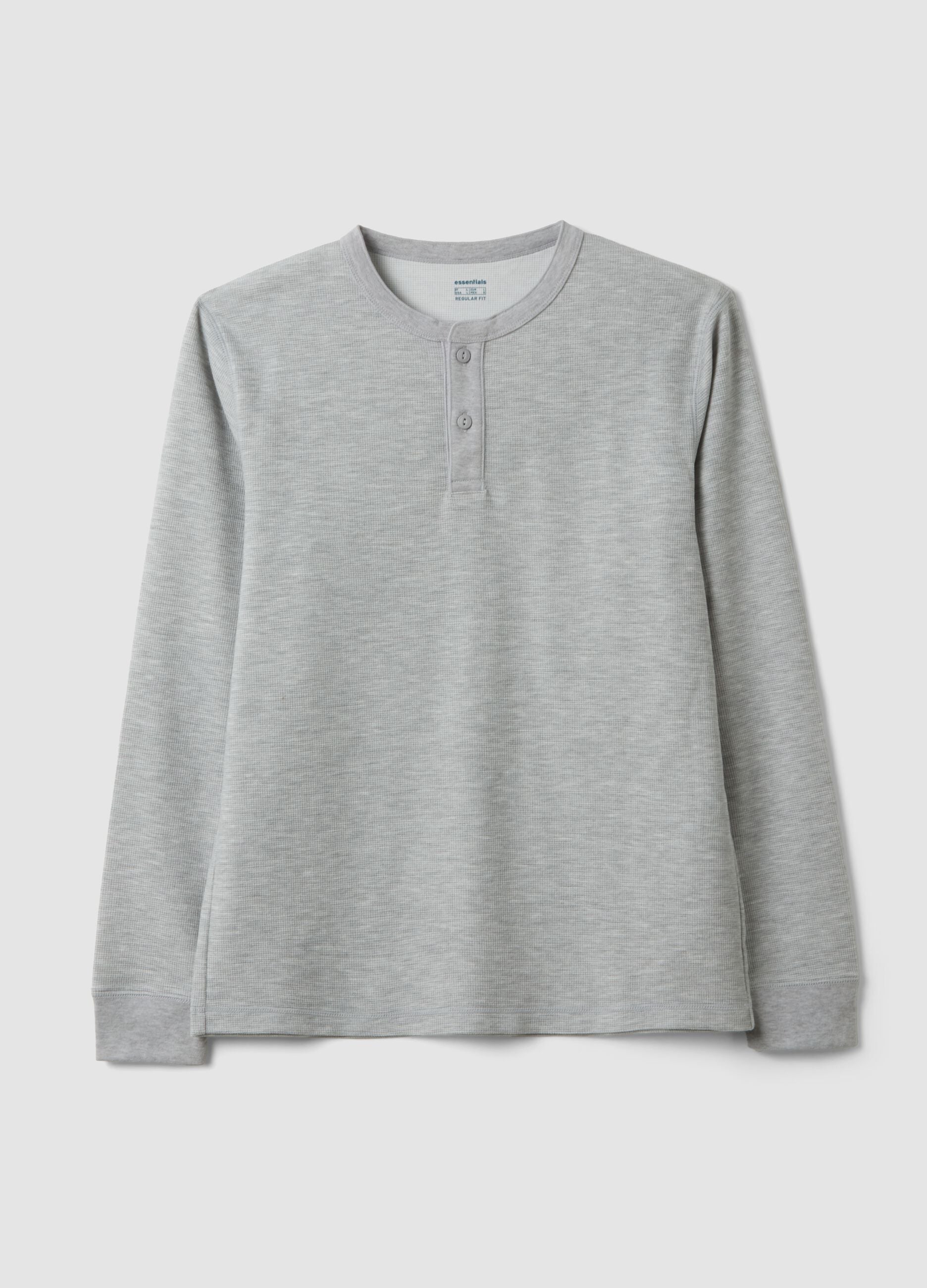 Grey honeycomb viscose-blend T-shirt, regular fit
