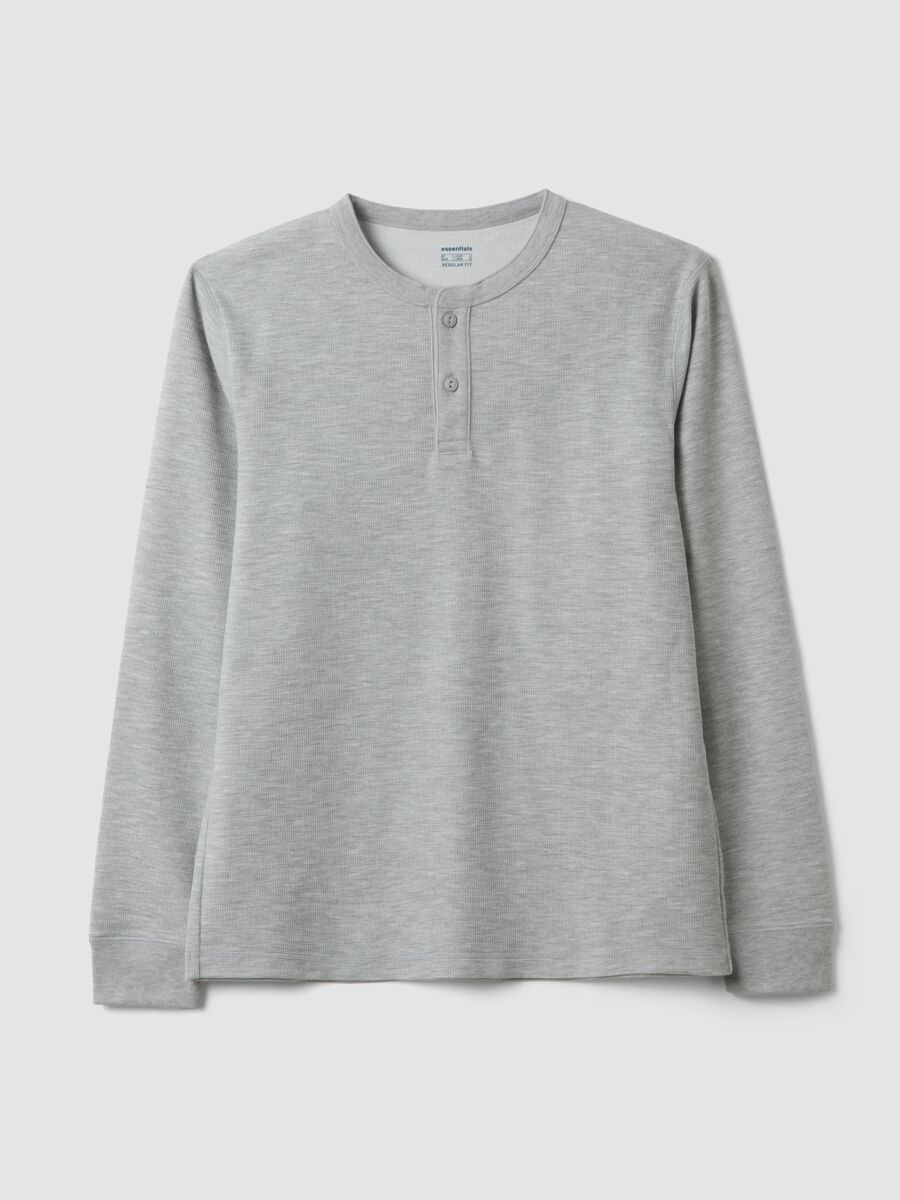 Graues T-Shirt aus Viskose-Mix in Wabenstruktur, Regular Fit_0
