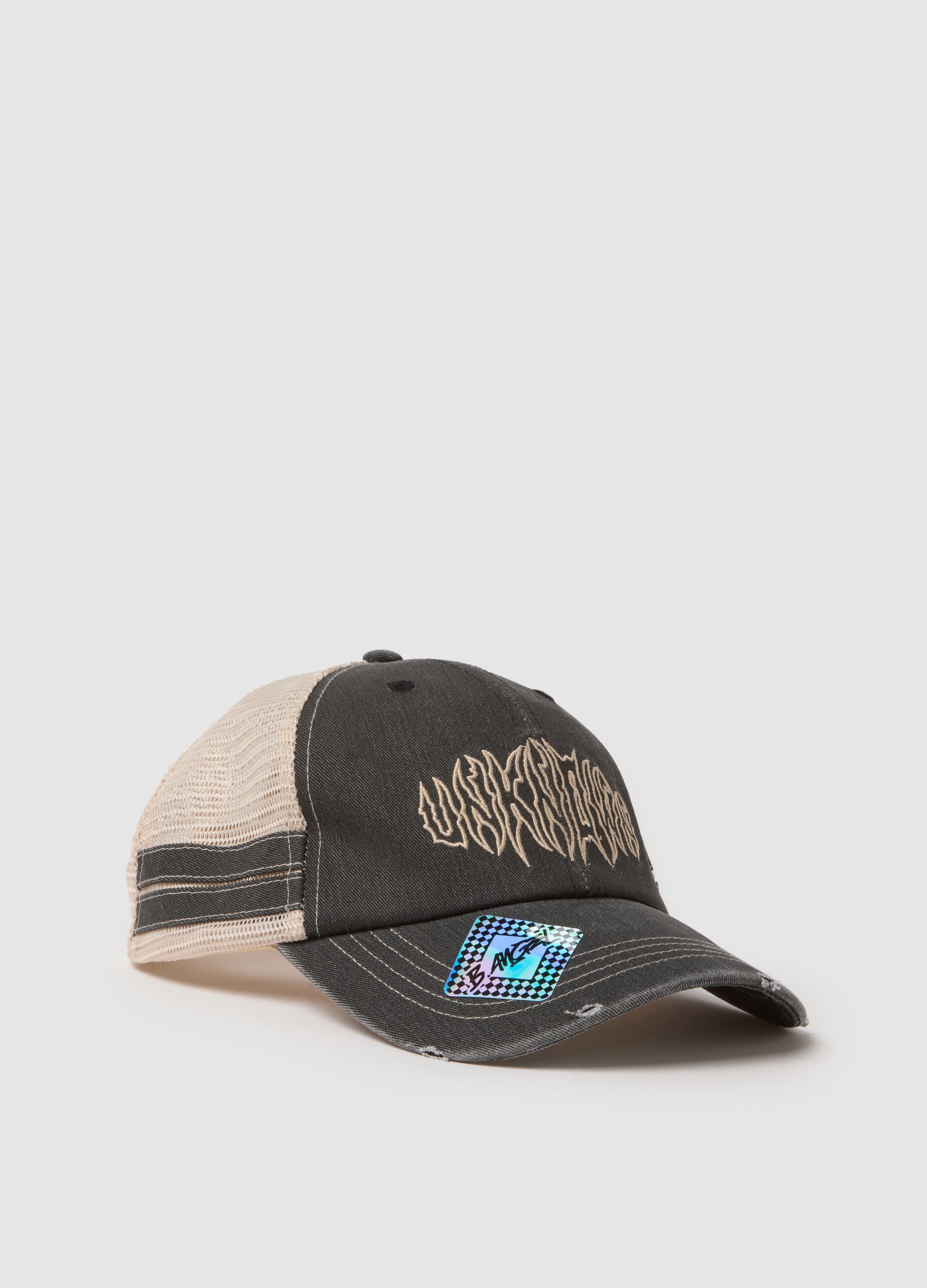 Bon&eacute; multicolor em algod&atilde;o puro regular fit com rede e escrita