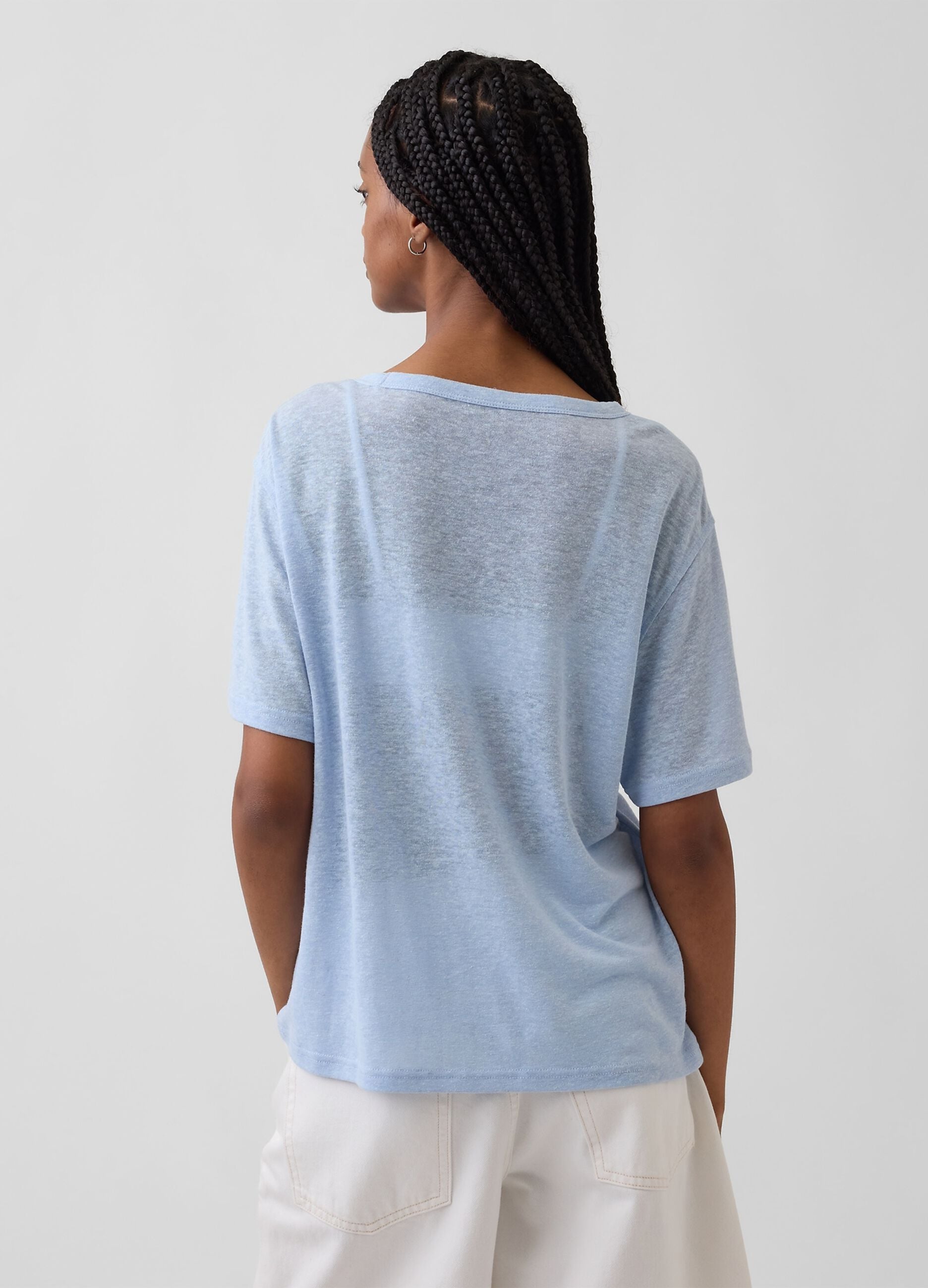 Kurzarm-T-Shirt aus Leinenmix