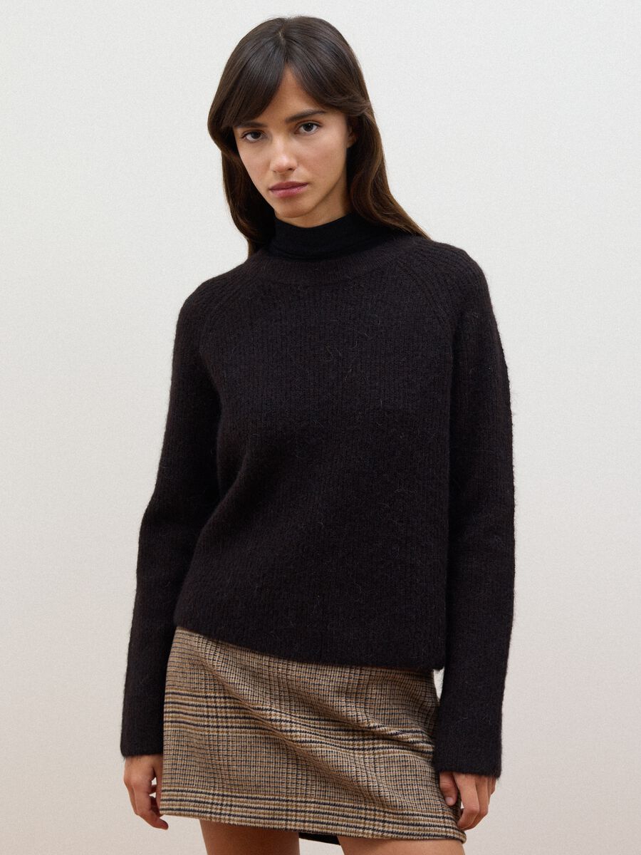 Brown crew-neck wool and alpaca-blend jumper, regular fit_0