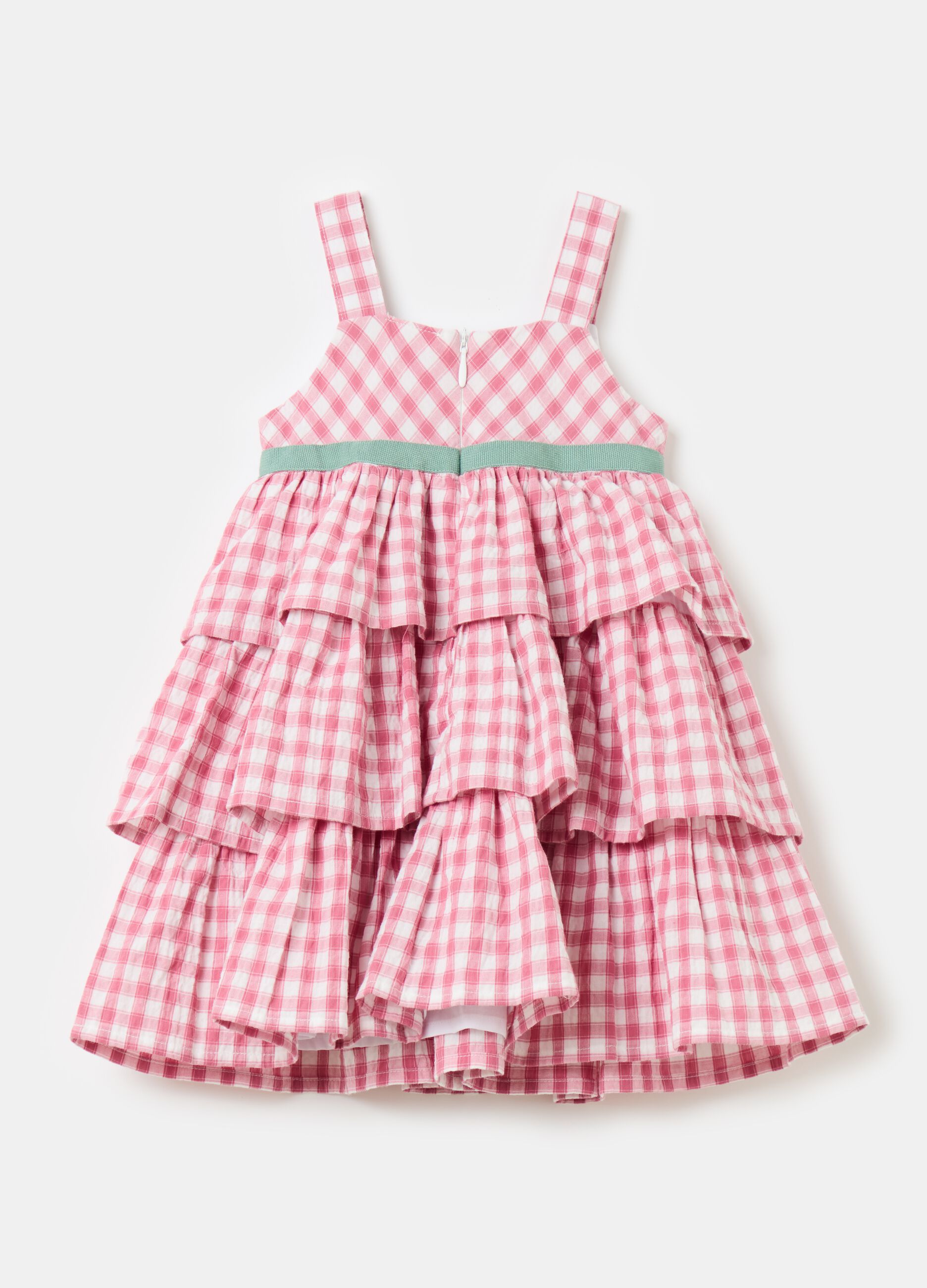 Tiered dress with check pattern