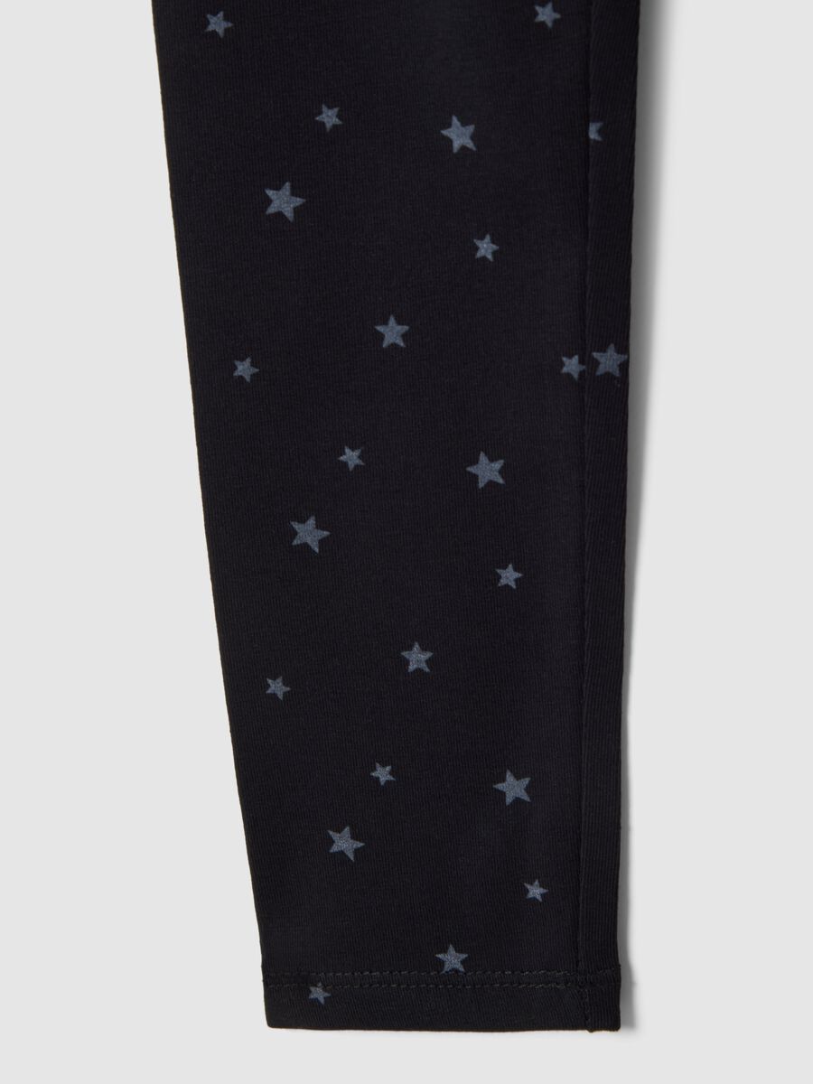 Girls' Black Stretch Cotton Skinny Fit Leggings with Stars_3