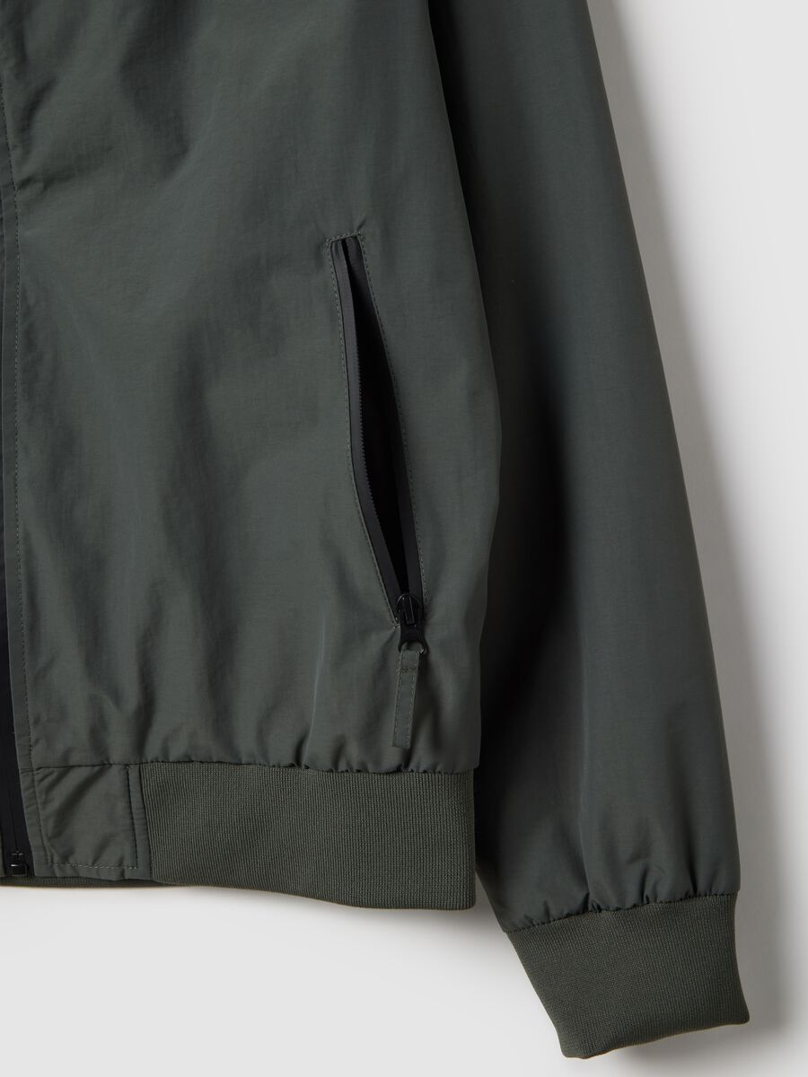 Regular fit green bomber jacket with zip_5
