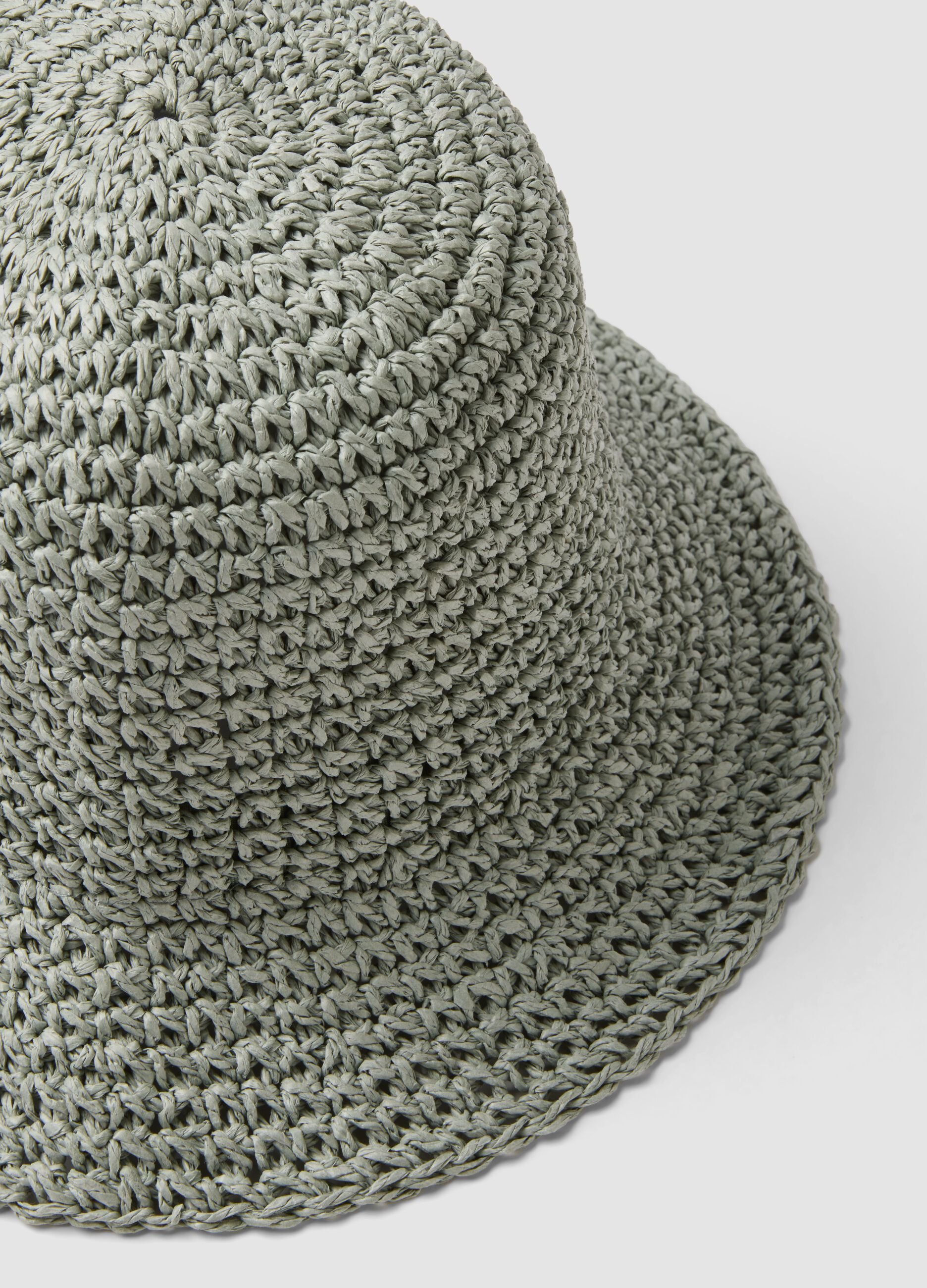 Green bucket hat in pure paper fabric