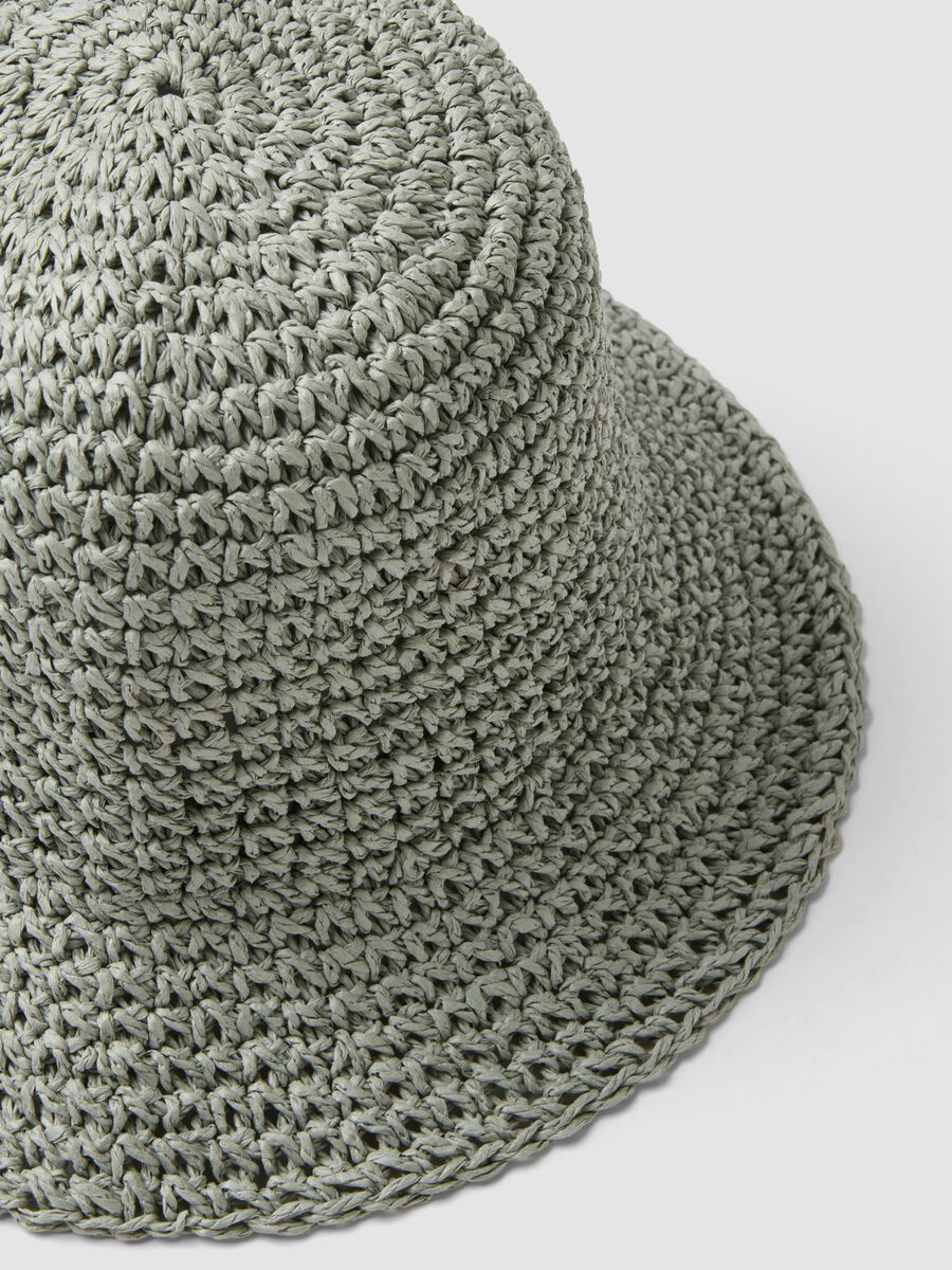 Green bucket hat in pure paper fabric_1