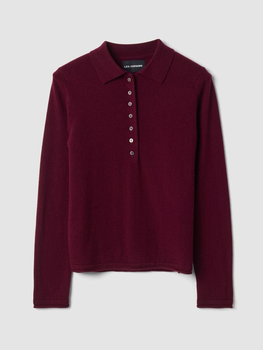 Roter Pullover aus reinem Kaschmir mit Polokragen, Regular Fit_0
