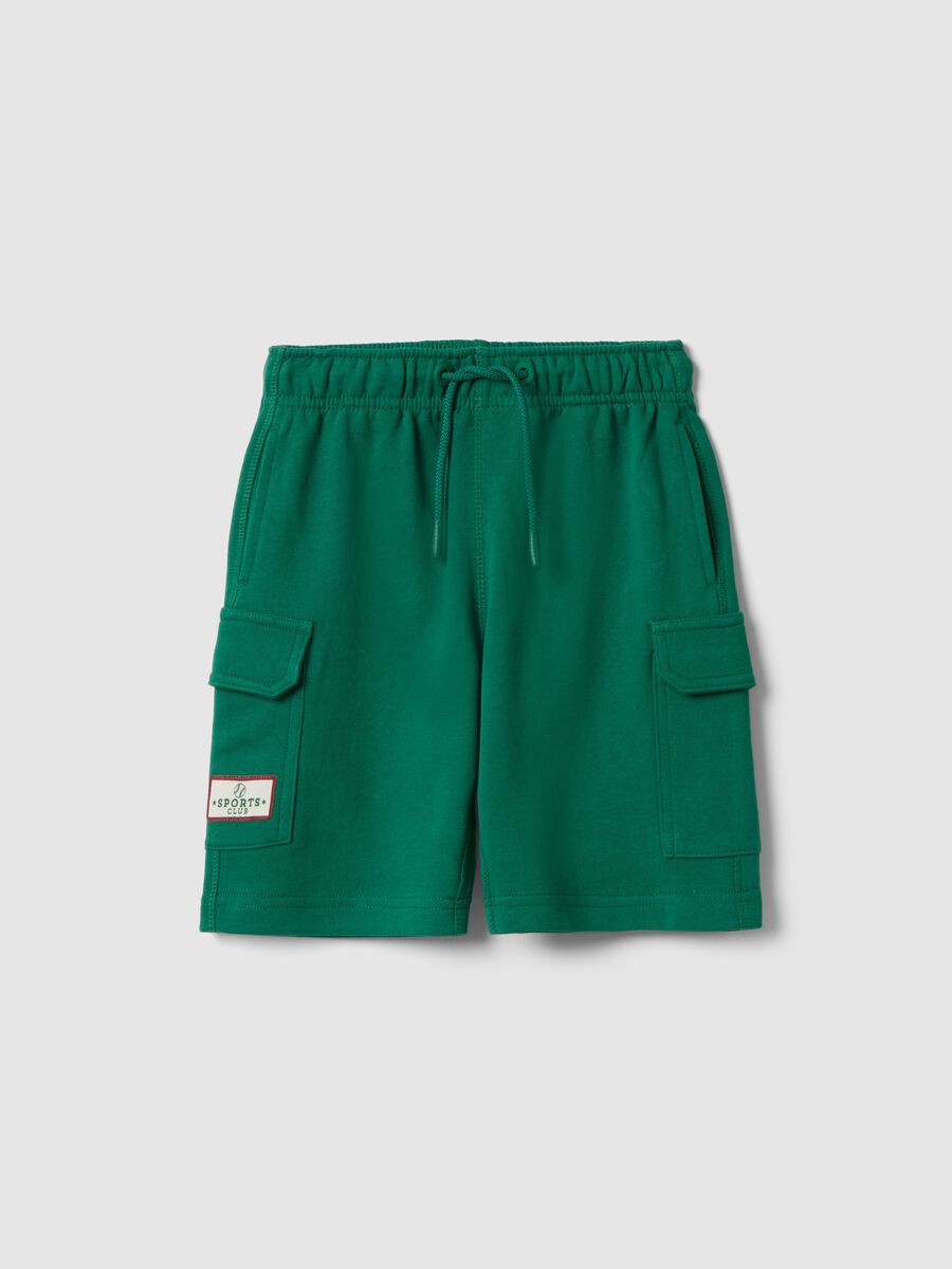 Green shorts in pure cotton_0
