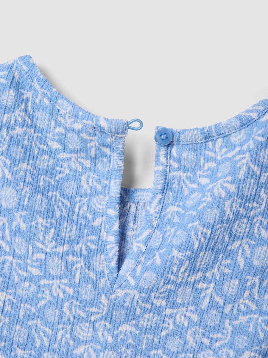 Conjunto azul em tecido el&aacute;stico com top sem mangas e cal&ccedil;&otilde;es_3