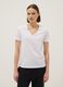 White pure cotton V-neck regular fit T-shirt_0