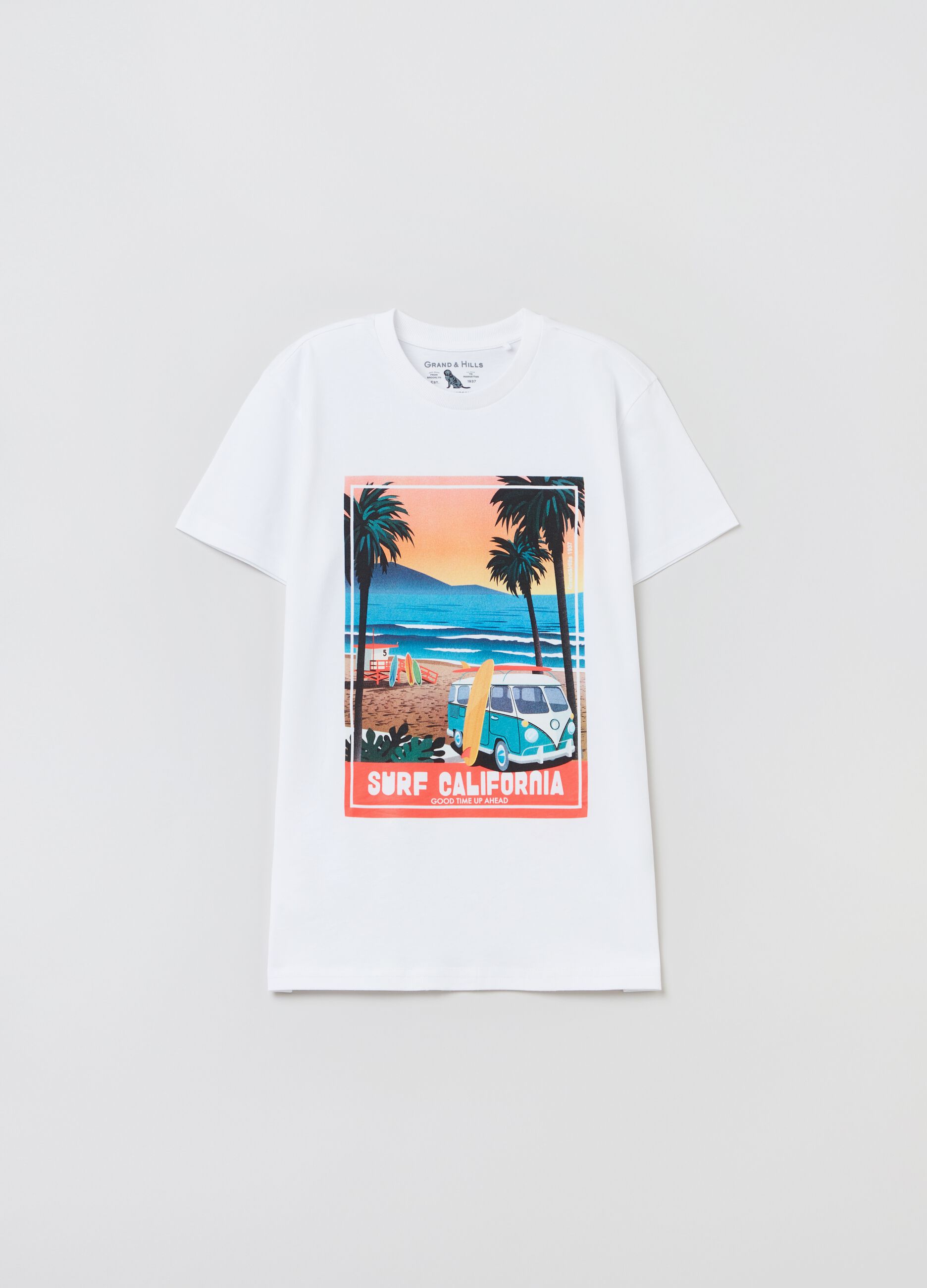 Camiseta de algodón con estampado grande surf