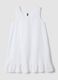White sleeveless pure cotton nightdress with floral embroidery_4