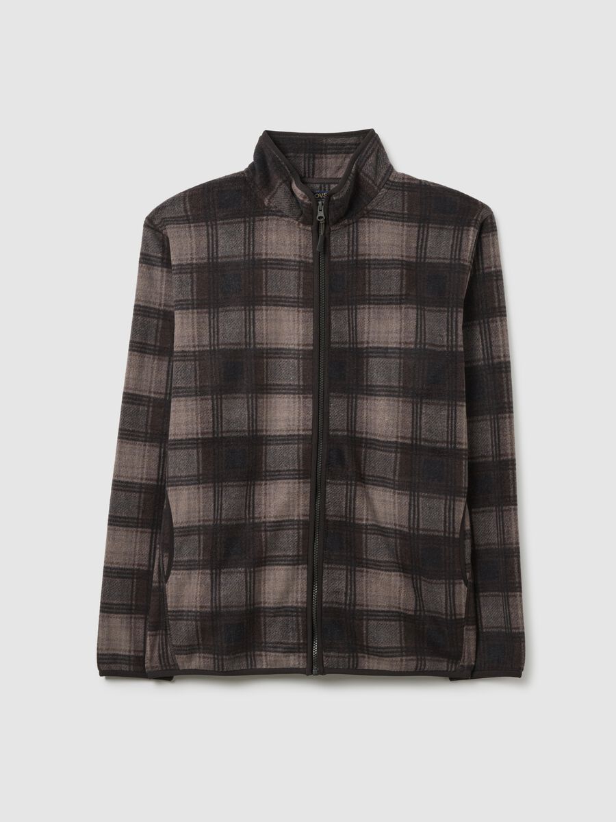 Multicolor Kariertes Hochkragen Fleece Zip Jacket Regular Fit_4