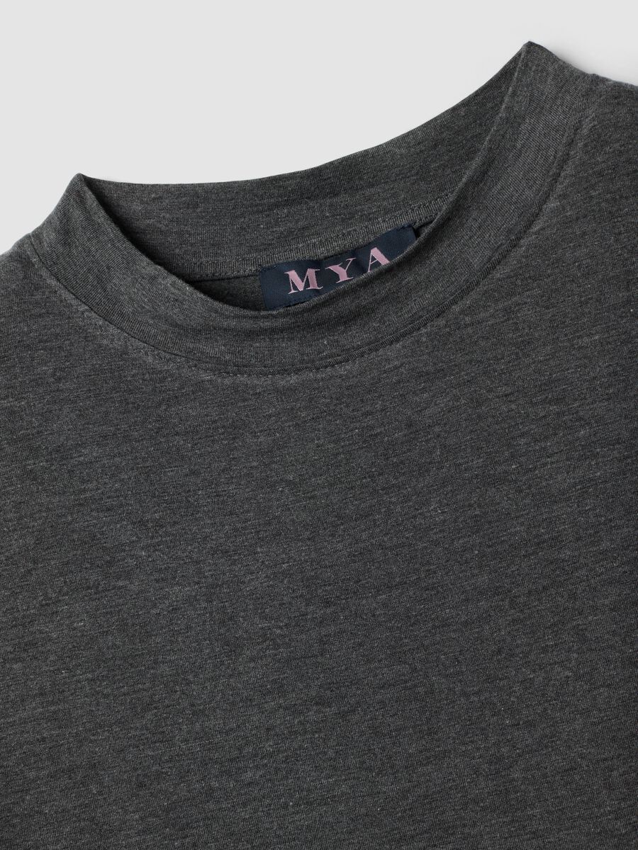 Grey marl stretch viscose crew-neck top_2