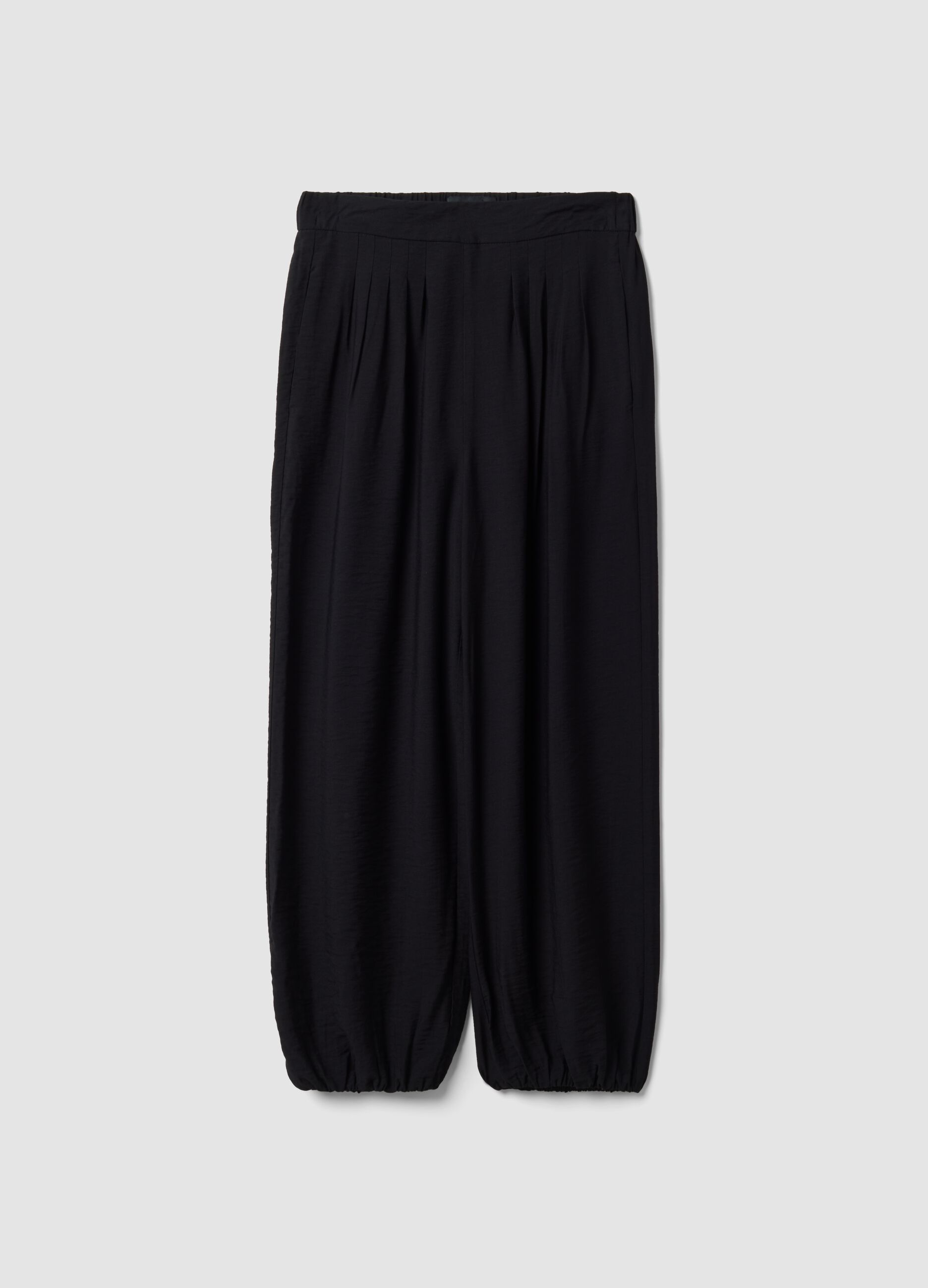 Black relaxed-fit viscose-blend trousers