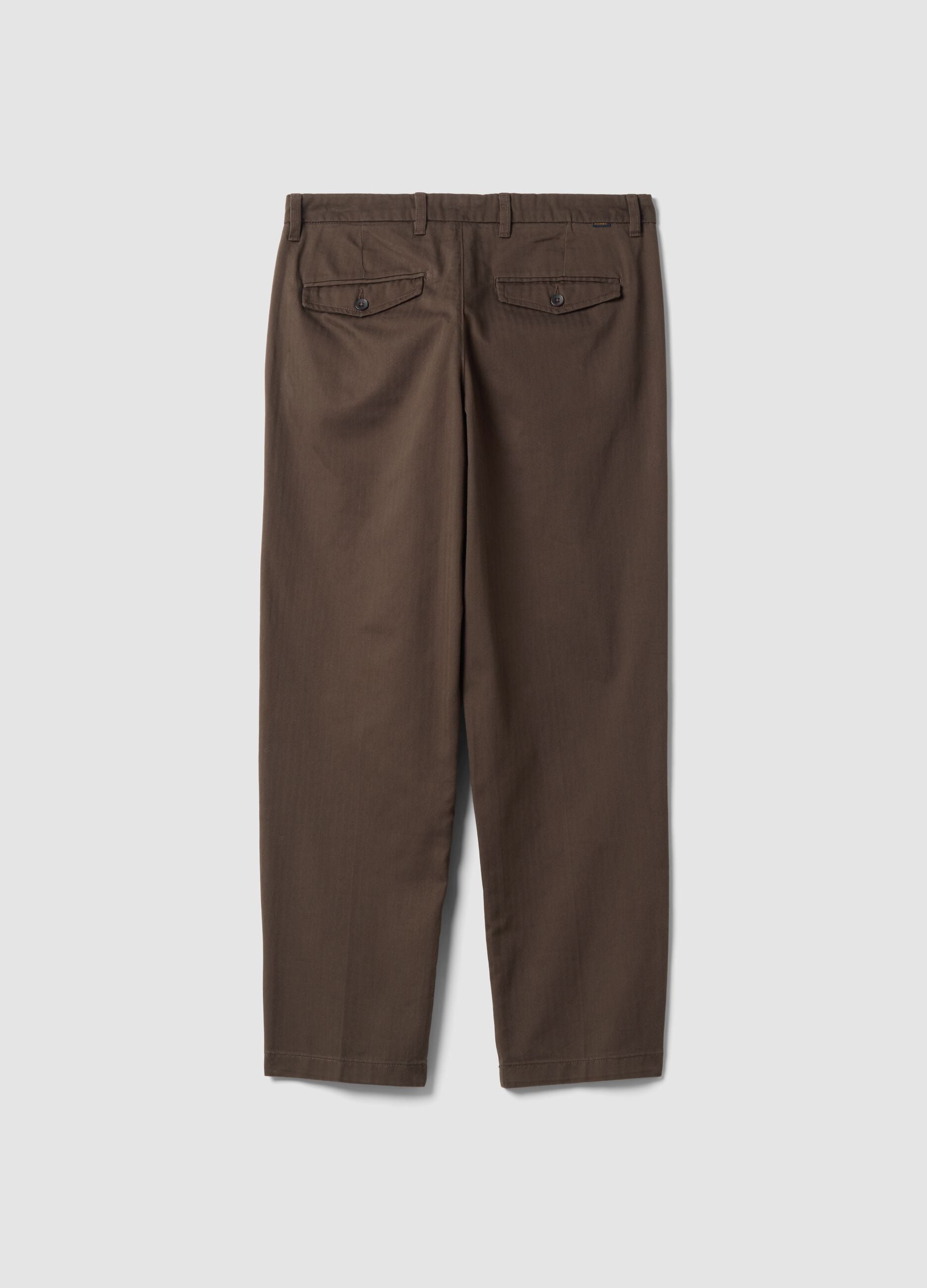 Brown pure cotton carrot-fit chino trousers