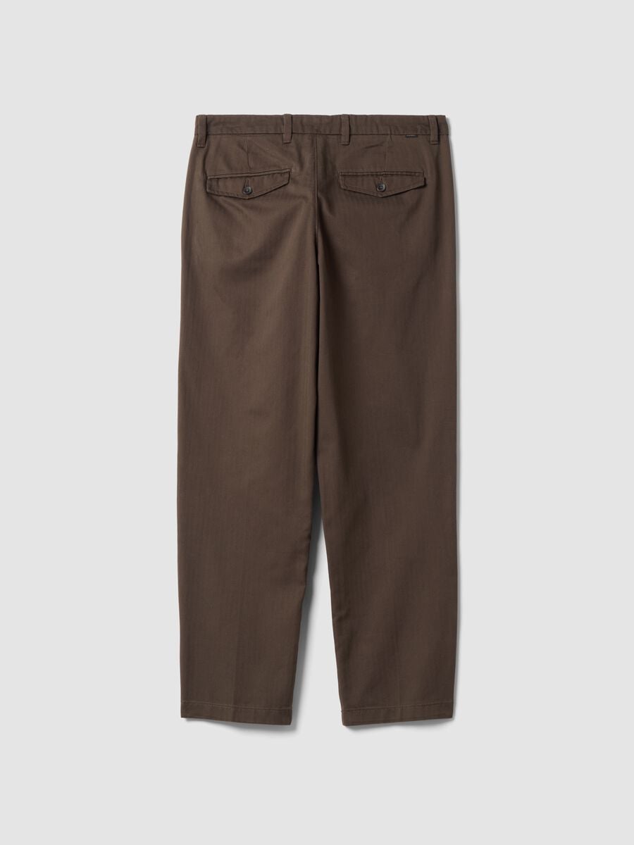Brown pure cotton carrot-fit chino trousers_6