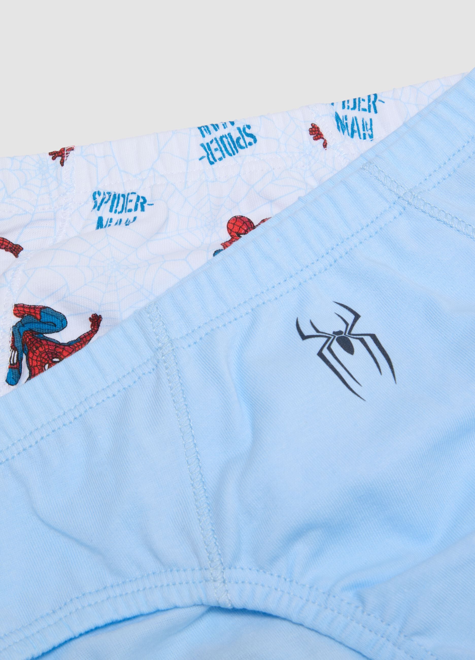 Five-pack of multicolour Spider-Man print briefs in pure organic cotton